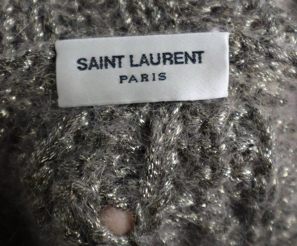Saint Laurent Metallic Gold Cableknit Mohair Sweater sz 4 - Michael's Consignment NYC
