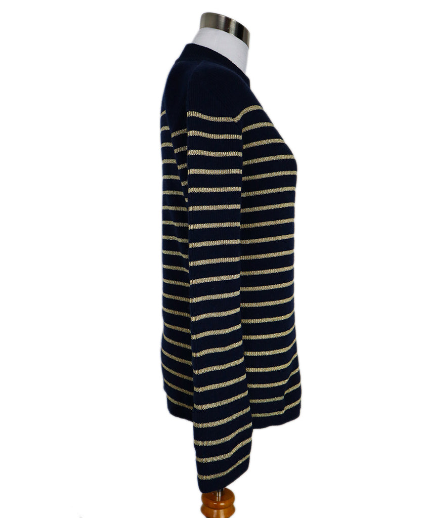Saint Laurent Navy & Gold Striped Wool Sweater 1