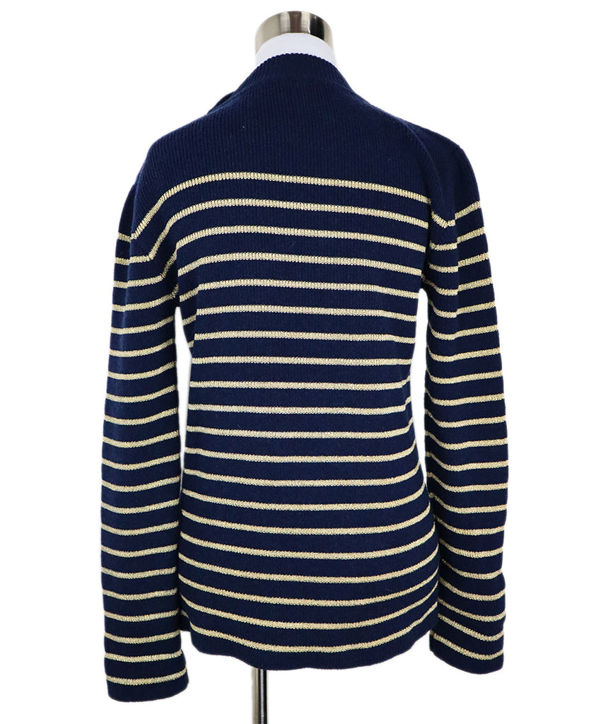Saint Laurent Navy & Gold Striped Wool Sweater 2