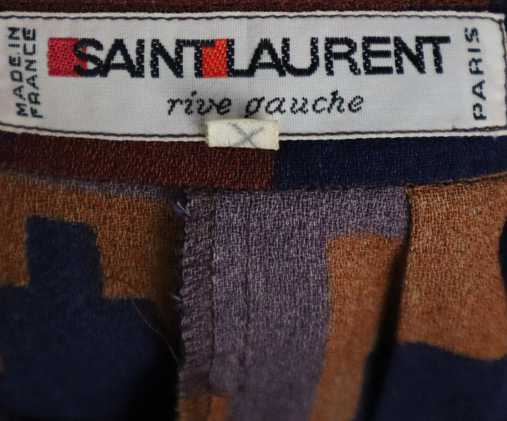 Saint Laurent Vintage Purple Blue & Orange Print Wool Skirt 2