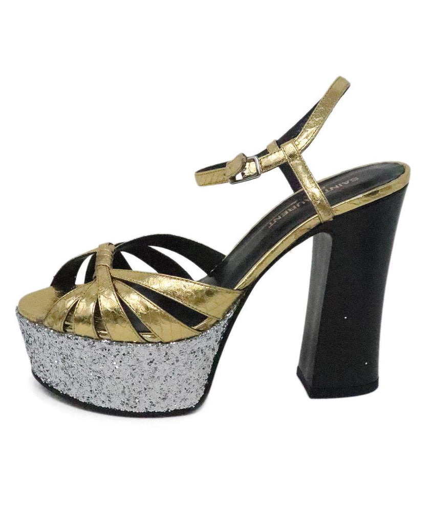Saint Laurent Gold & Silver Glitter Platform Heels sz 6 - Michael's Consignment NYC