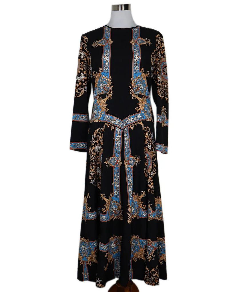 Sandro Black Blue & Orange Print Dress sz 10 - Michael's Consignment NYC