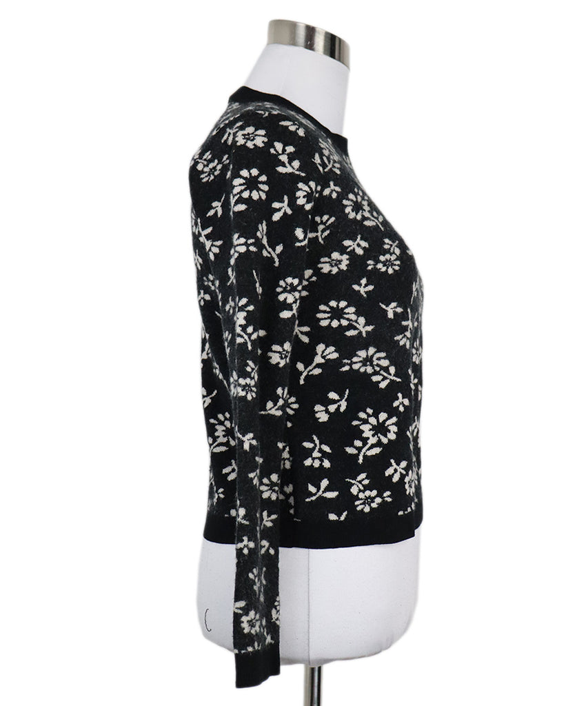 Sandy Liang B&W Floral Print Wool Sweater 1