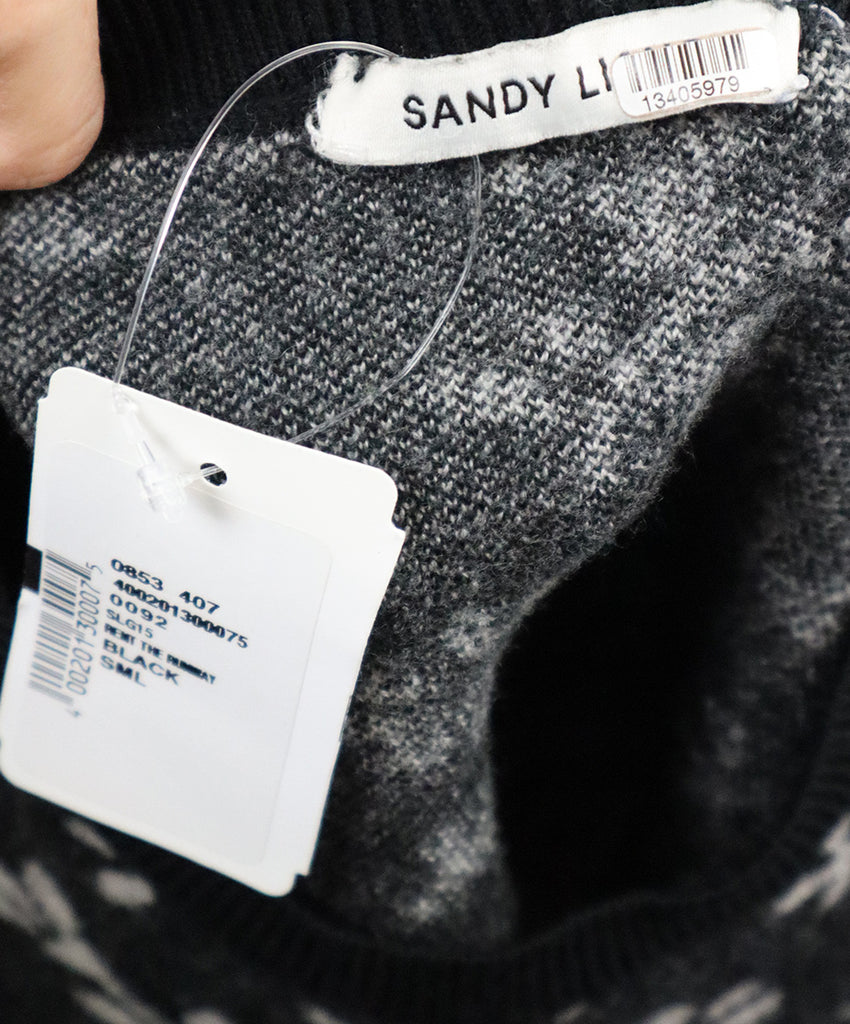 Sandy Liang B&W Floral Print Wool Sweater 3