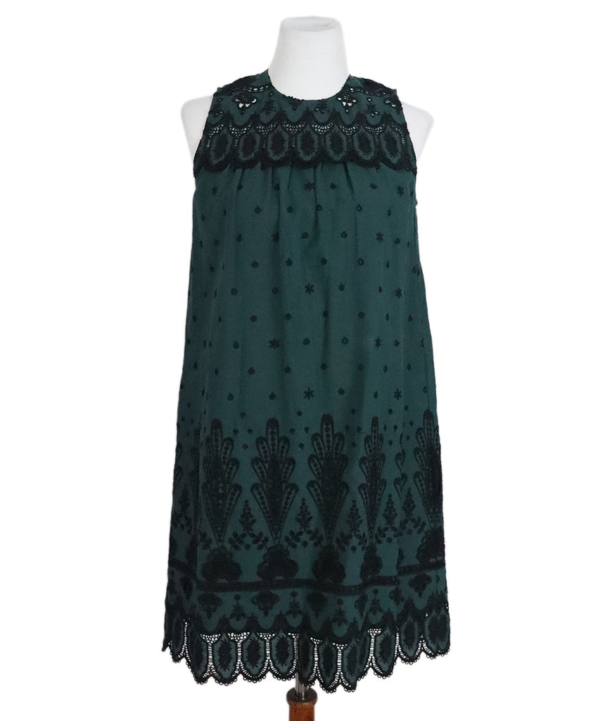 Sea Green Cotton Embroidery Dress 
