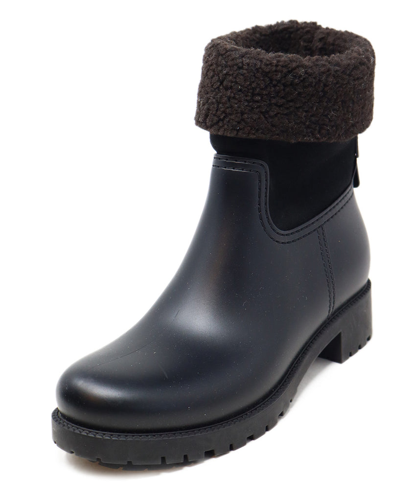 See By Chloe Black Rubber & Brown Sherpa Lining Boots 