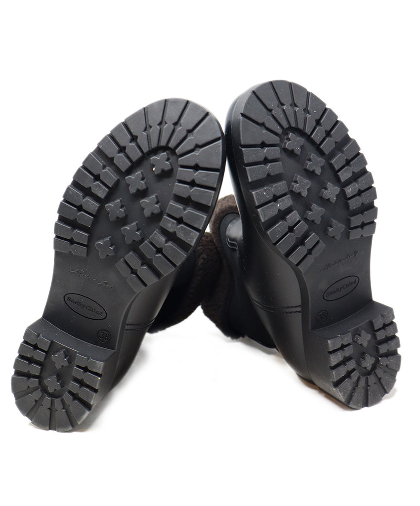 See By Chloe Black Rubber & Brown Sherpa Lining Boots 4