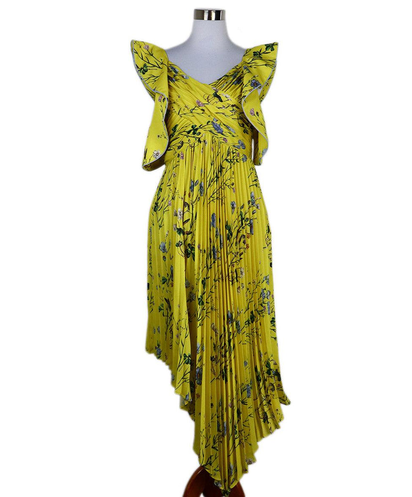 Self-portrait Yellow Floral Print Pleated Dress 