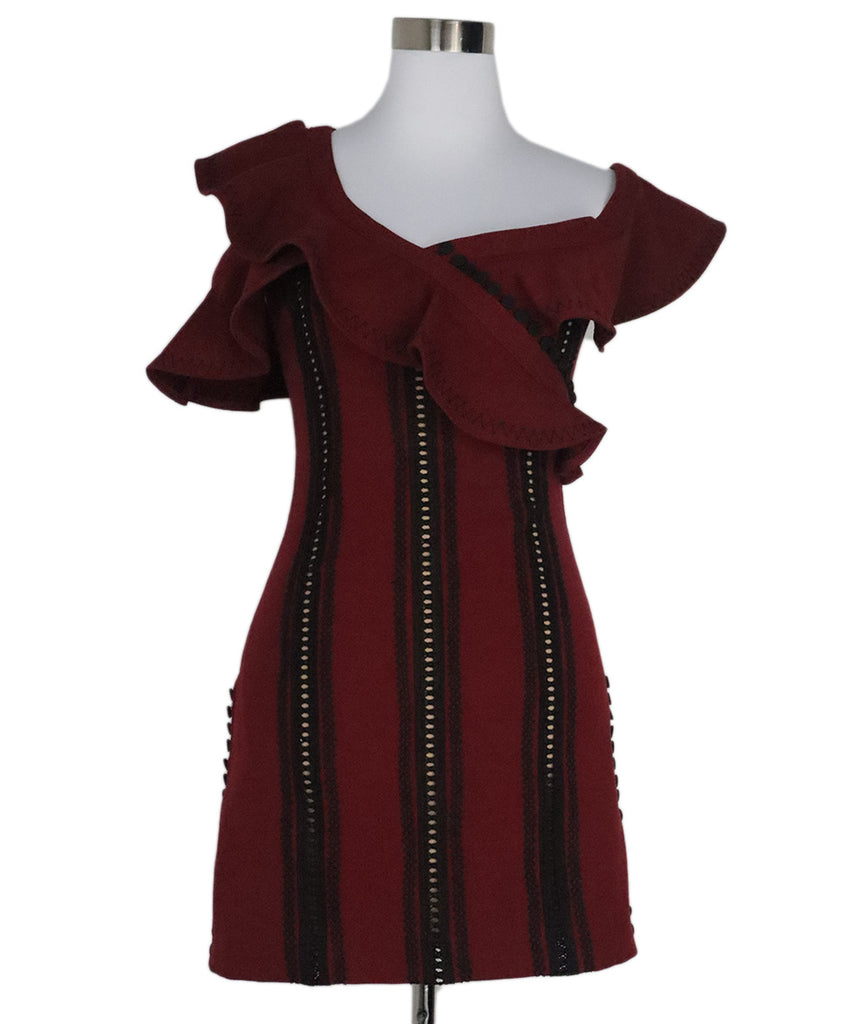 Self-portrait Burgundy & Black Wool Dress 