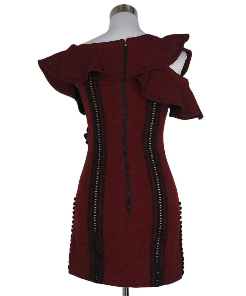 Self-portrait Burgundy & Black Wool Dress 2