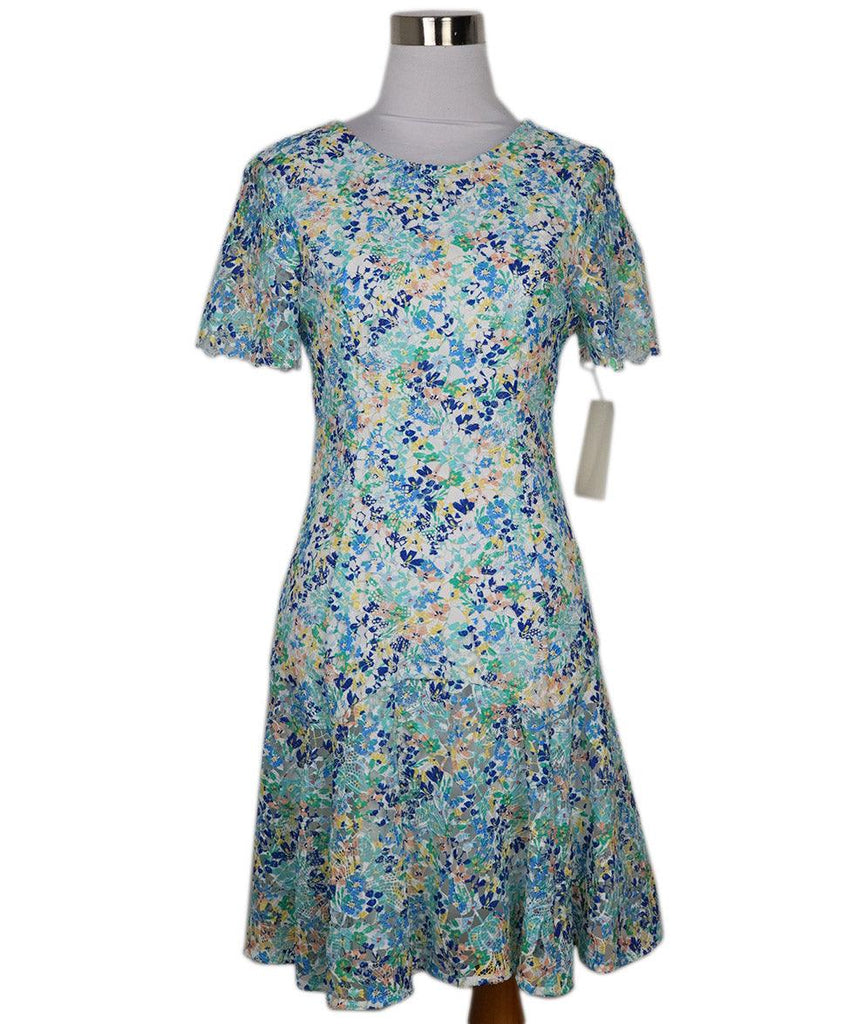 Shoshanna Green Peach & Yellow Lace Dress 