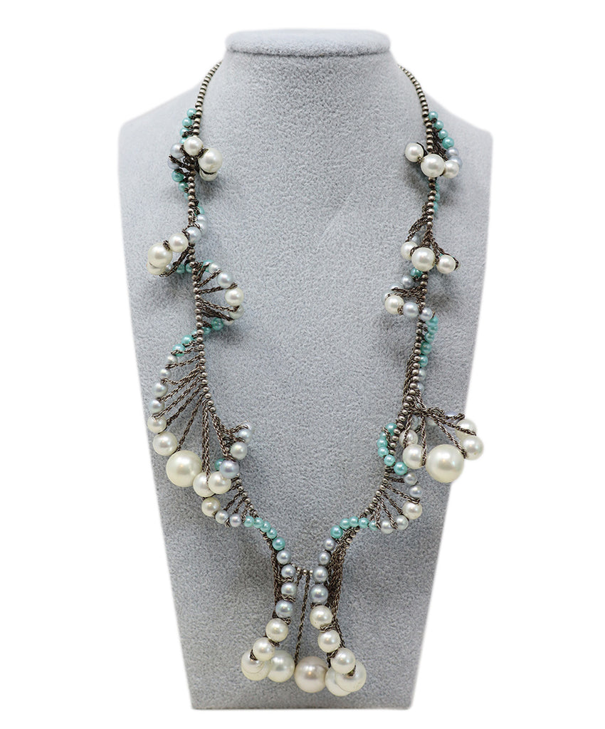 Silver & Pearl Chain Necklace 