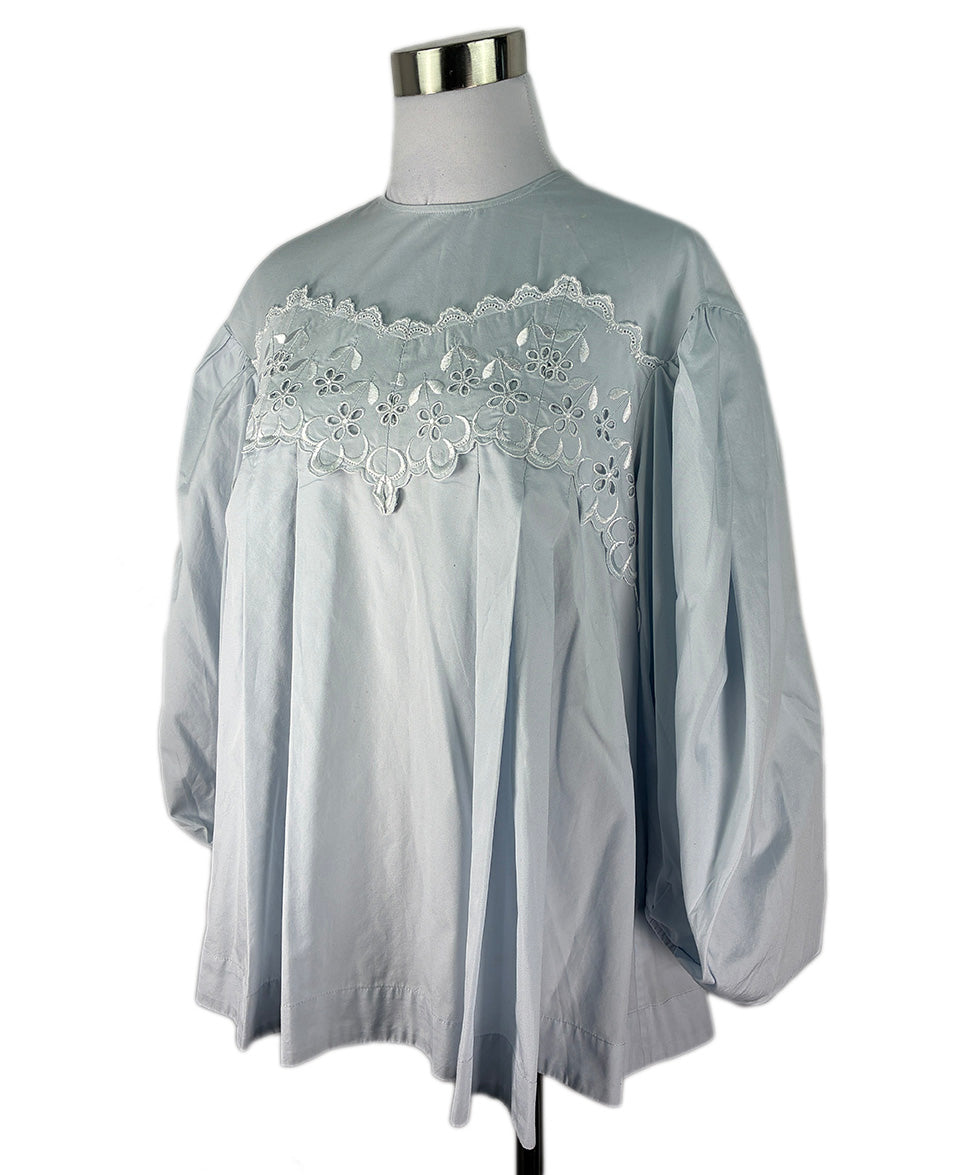 Simone Rocha Light Blue Cotton Top w/Embroidery Sz6 l Michael's