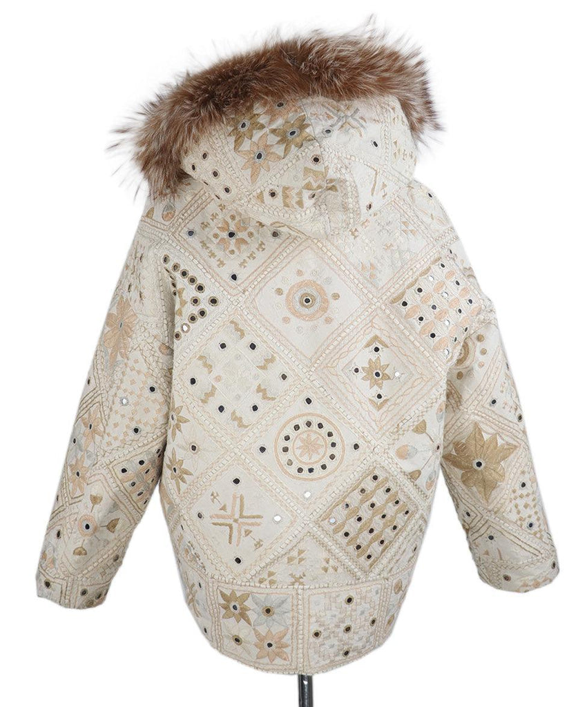 Simonetta Ravizza Ivory Embroidered Fox Fur Jacket sz 4 - Michael's Consignment NYC