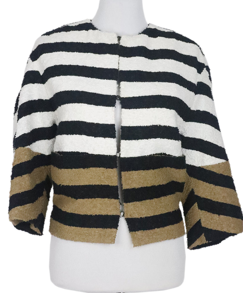 Sonia Rykiel White & Tan Striped Jacket 