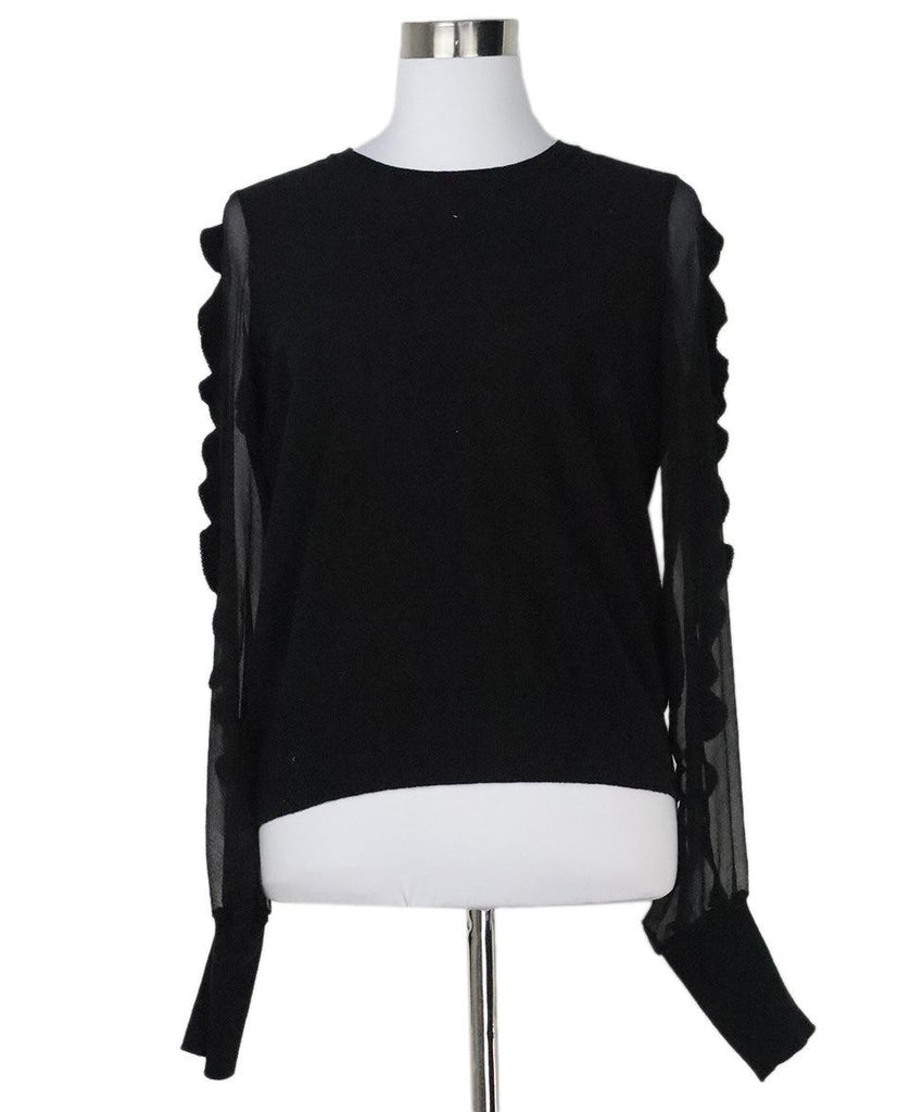 Sonia Rykiel Black Wool & Silk Sleeve Sweater 