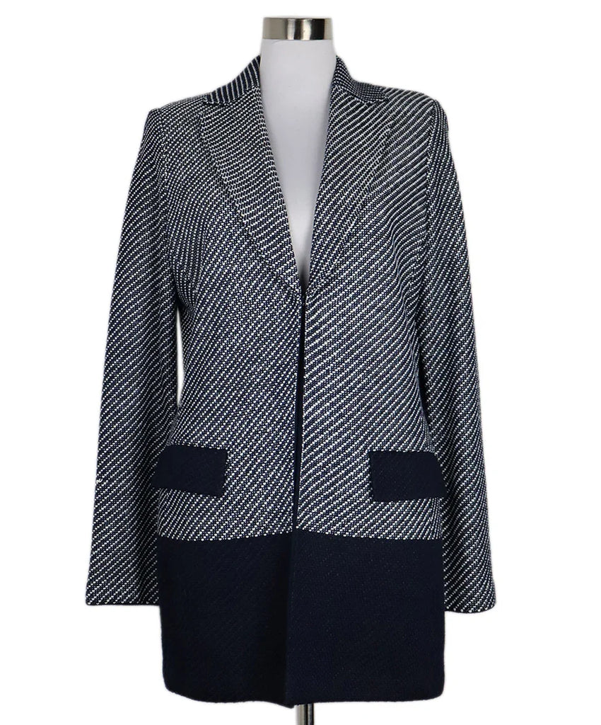 St. John White & Navy Knit Jacket sz 10 - Michael's Consignment NYC