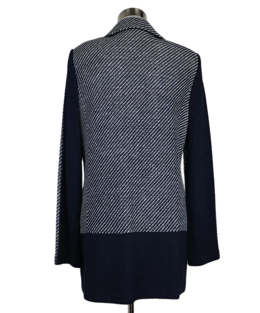 St. John White & Navy Knit Jacket sz 10 - Michael's Consignment NYC