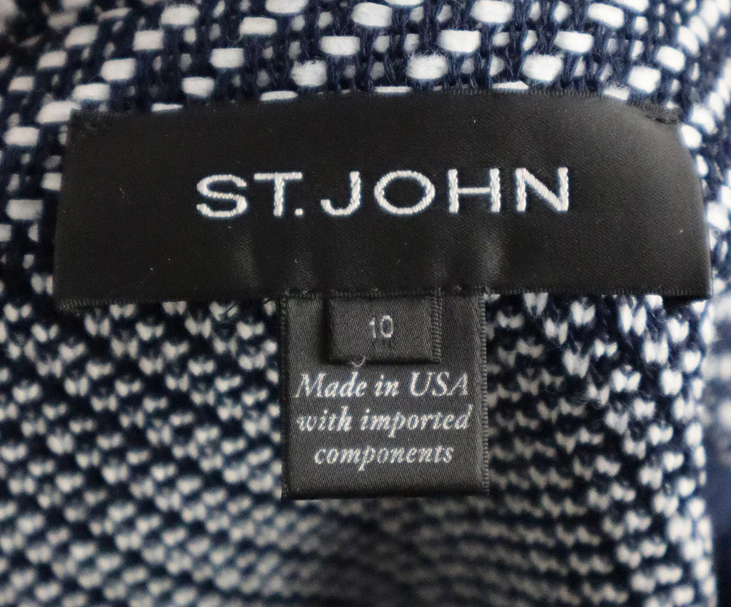 St. John White & Navy Knit Jacket sz 10 - Michael's Consignment NYC
