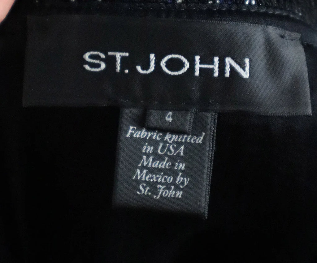 St. John Black White & Blue Knit Dress sz 4 - Michael's Consignment NYC