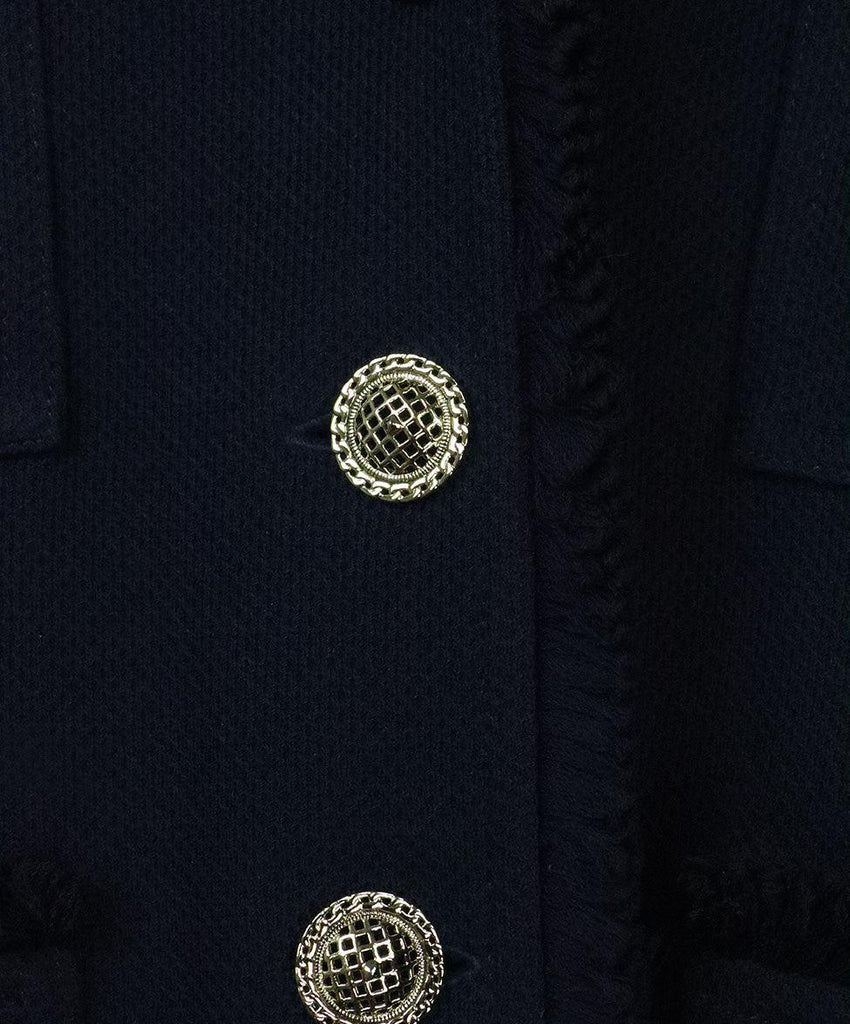 St. John Navy Knit Fringe Coat 4