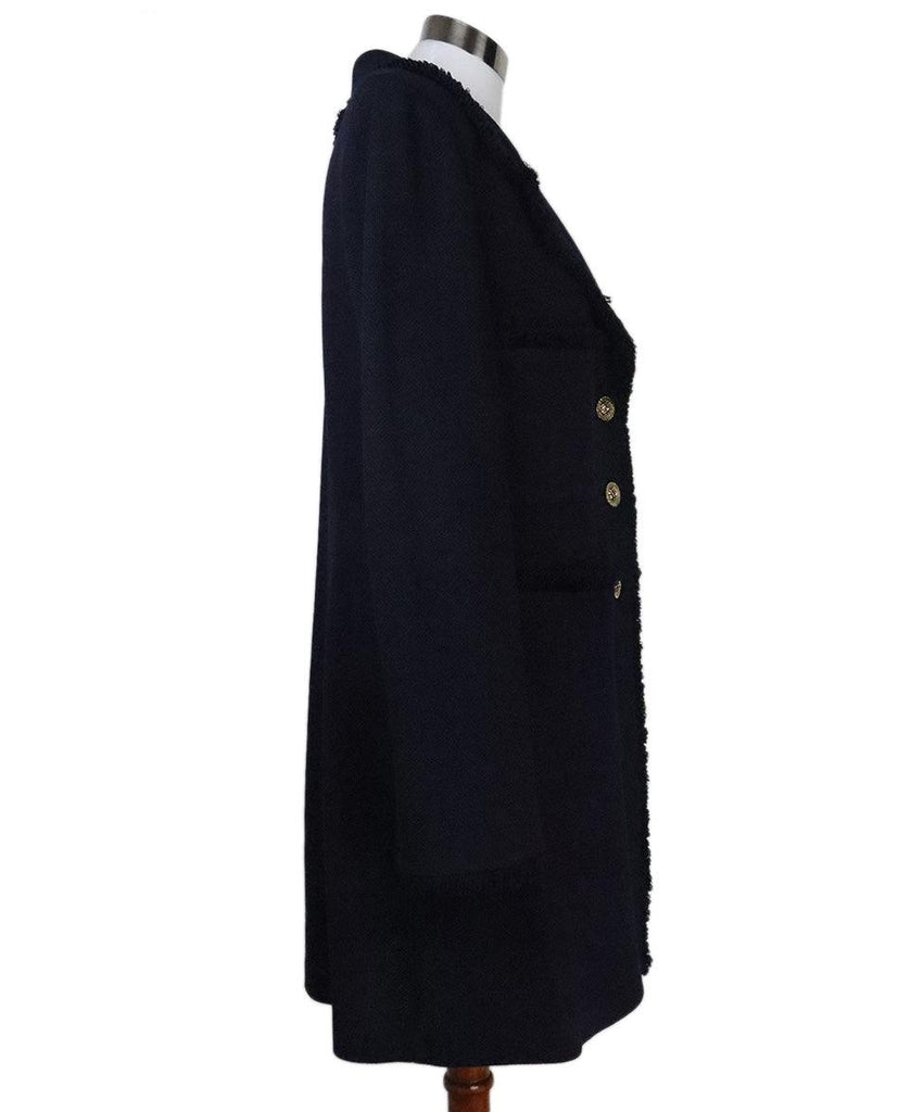 St. John Navy Knit Fringe Coat 1