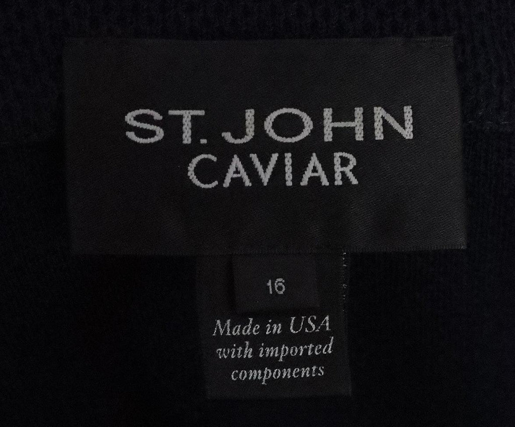 St. John Navy Knit Fringe Coat sz 16 - Michael's Consignment NYC