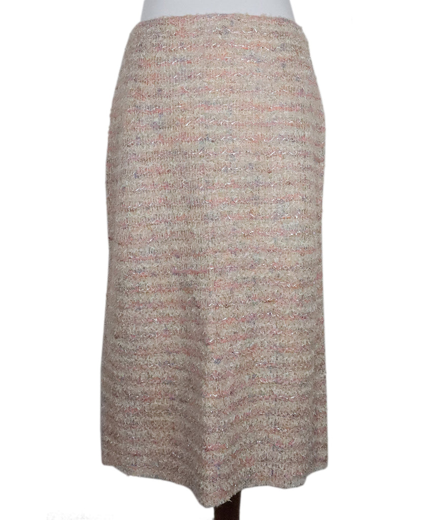 St. John Pink & Ivory Tweed Skirt 