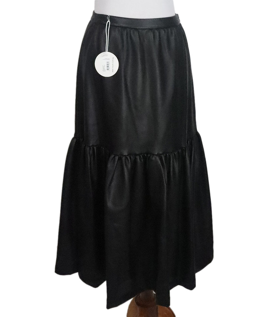 STAUD Long Faux Leather Black Skirt 