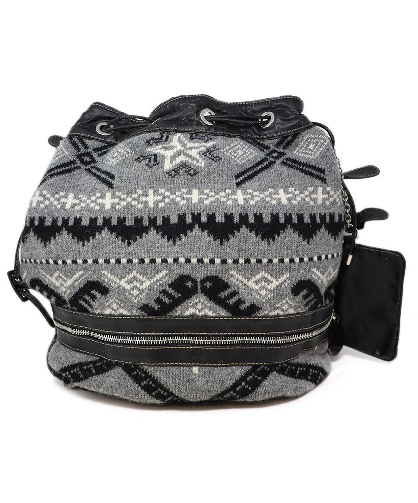 Stella McCartney Grey Black & White Knit Satchel 