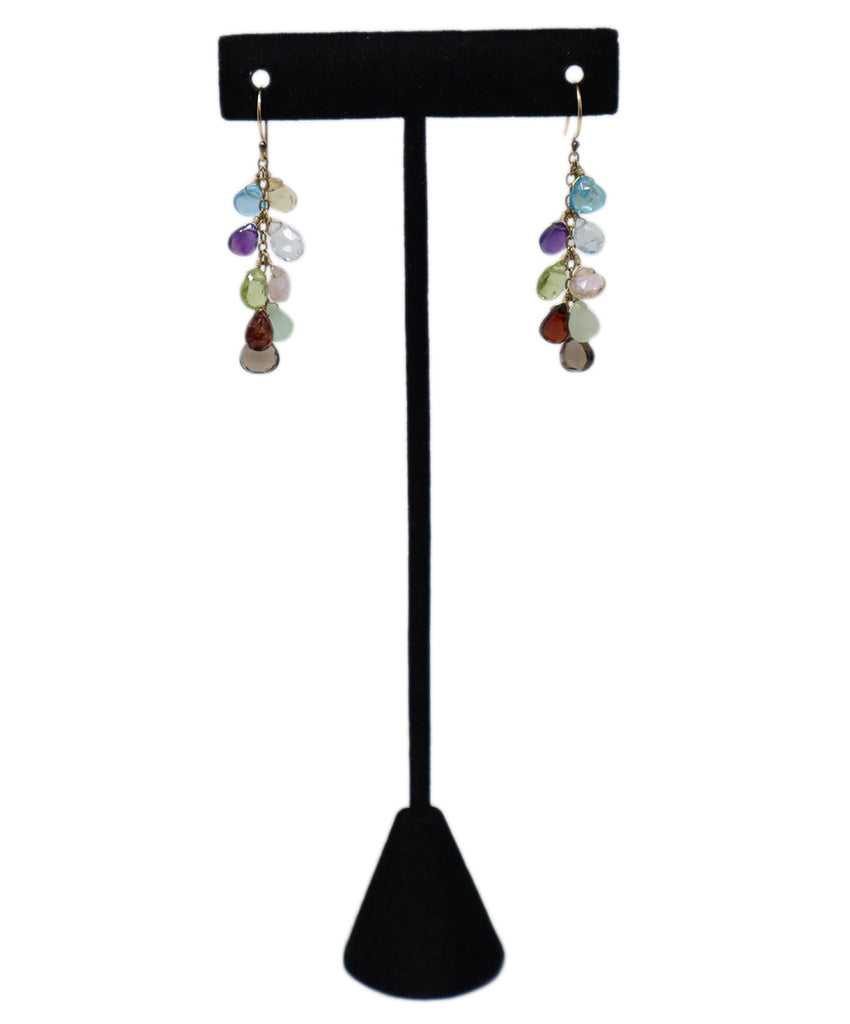 Multicolor Precious Stone Dangle Earrings 