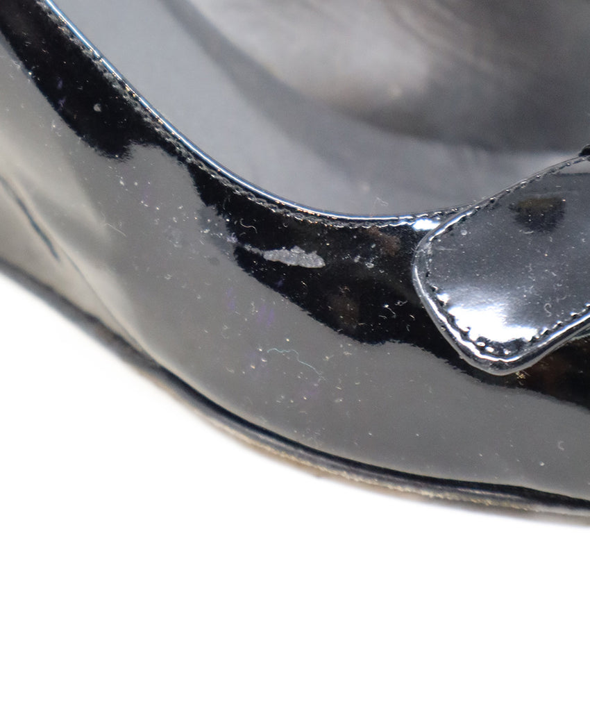 Stuart Weitzman Black Patent Leather Wedges 5