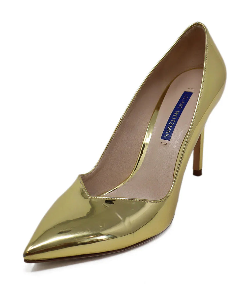 Stuart Weitzman Gold Leather Heels sz 7.5 - Michael's Consignment NYC