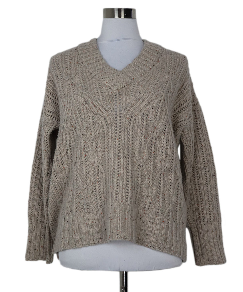Neutral Cashmere V-Neck Sweater 