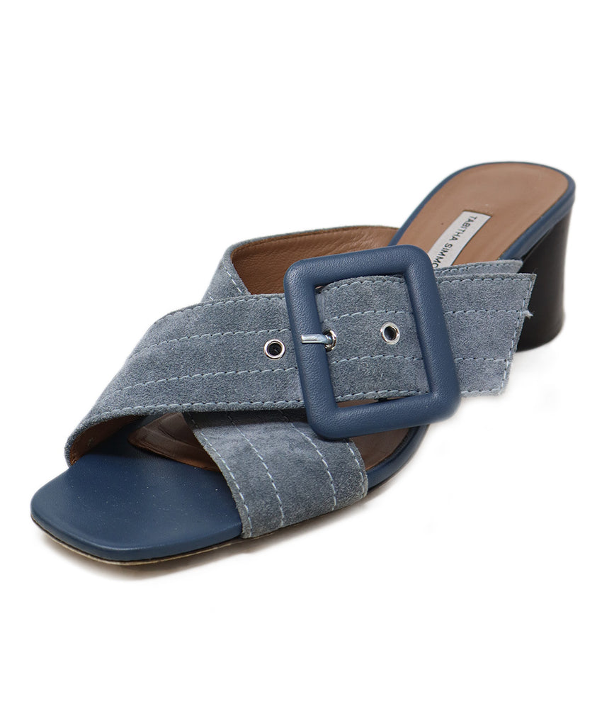 Tabitha Simmons Blue Suede Slides sz 10 - Michael's Consignment NYC
