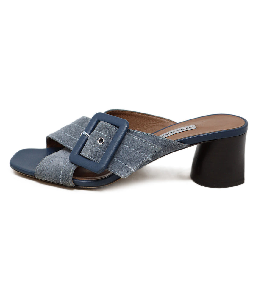 Tabitha Simmons Blue Suede Slides sz 10 - Michael's Consignment NYC
