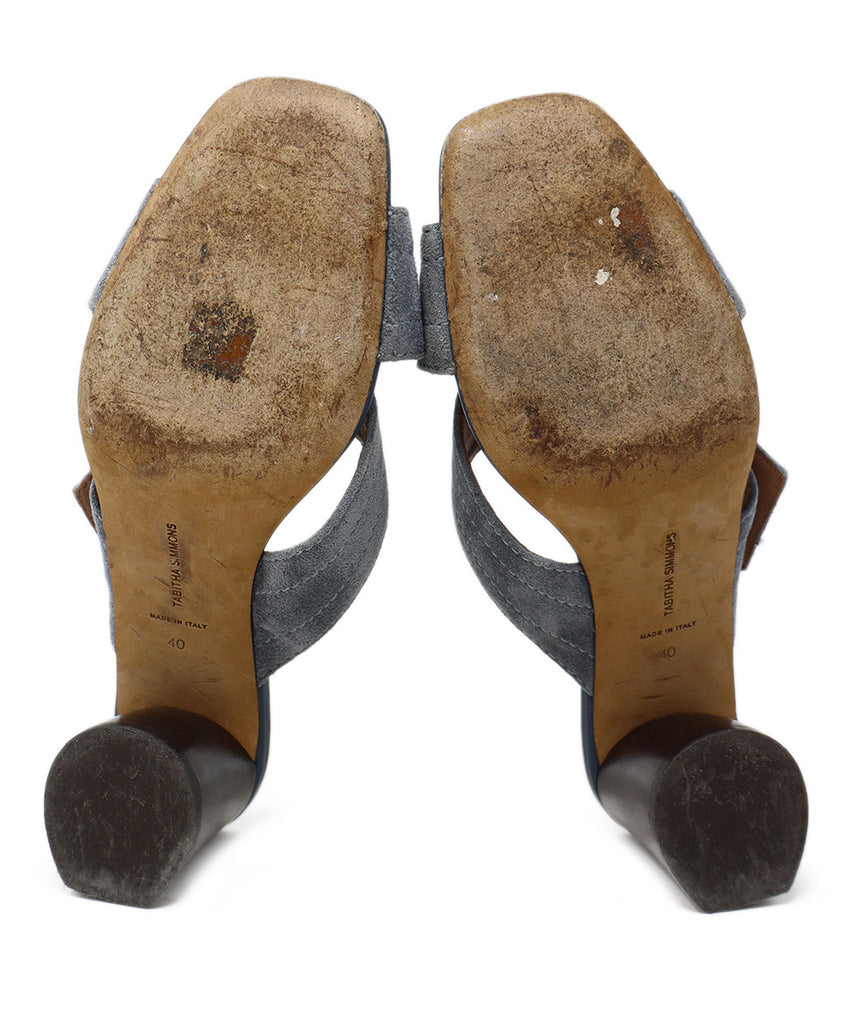 Tabitha Simmons Blue Suede Slides sz 10 - Michael's Consignment NYC
