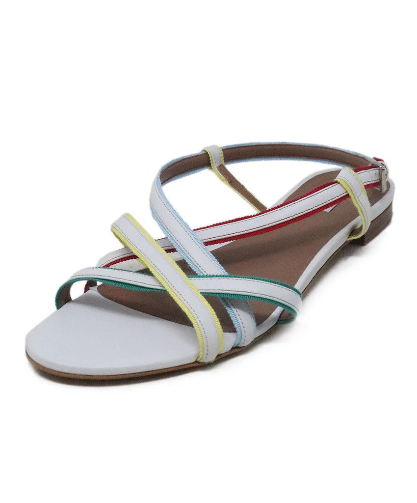 Tabitha Simmons White Leather Sandals w/ Multi Trim sz 11 - Michael's Consignment NYC