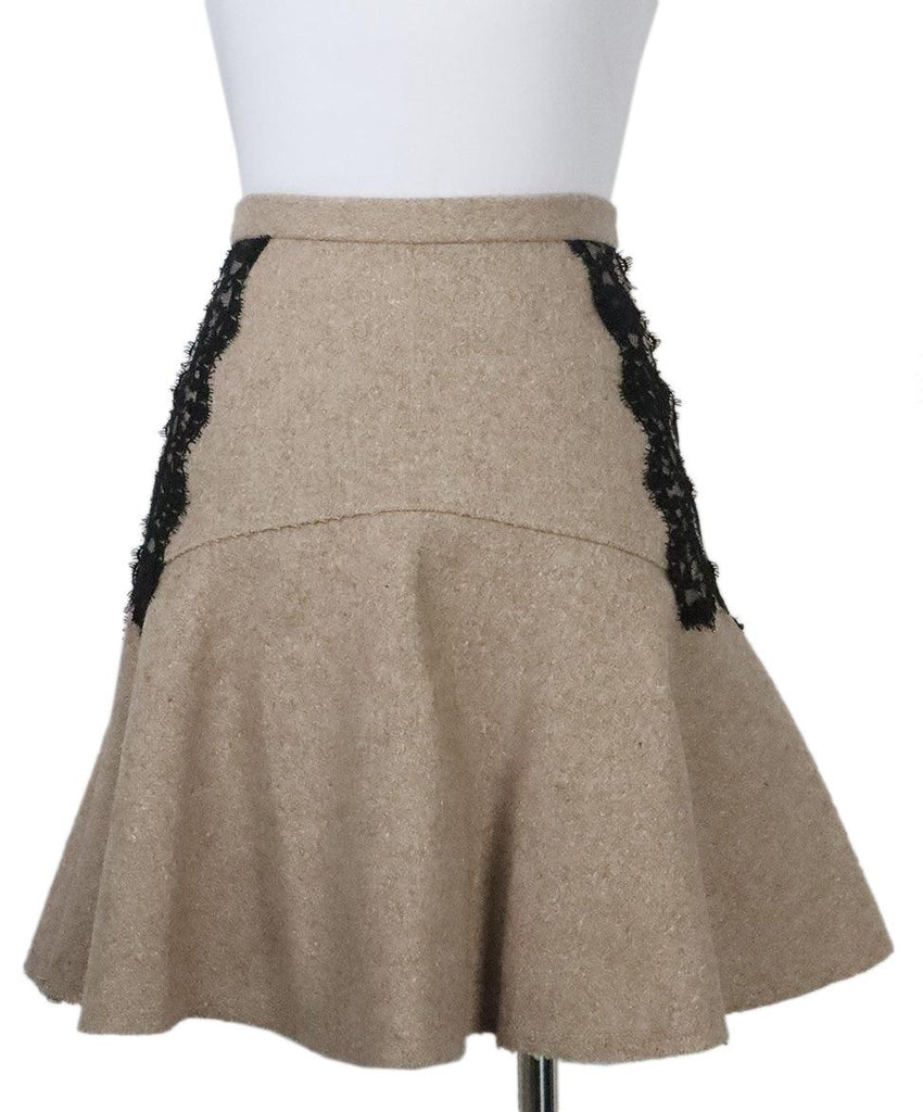 Tan Wool Skirt w/ Black Lace Trim sz 0 - Michael's Consignment NYC