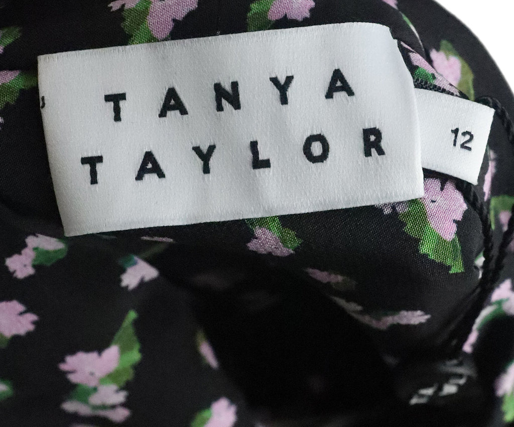 Tanya Taylor Black Pink Green Floral Silk Longsleeve Top 3