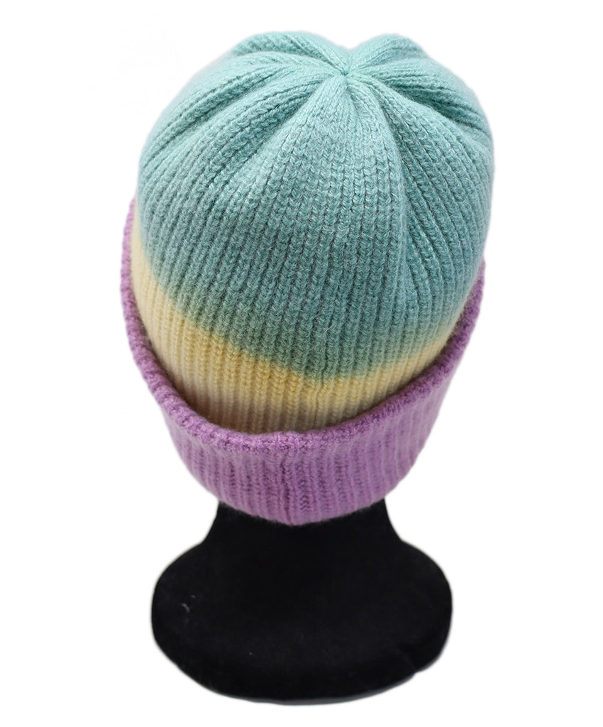 The Elder Statesman Yellow Aqua & Lavender Cashmere Hat 2