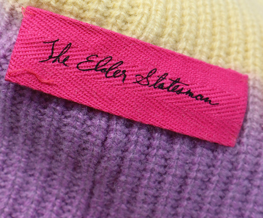 The Elder Statesman Yellow Aqua & Lavender Cashmere Hat 3