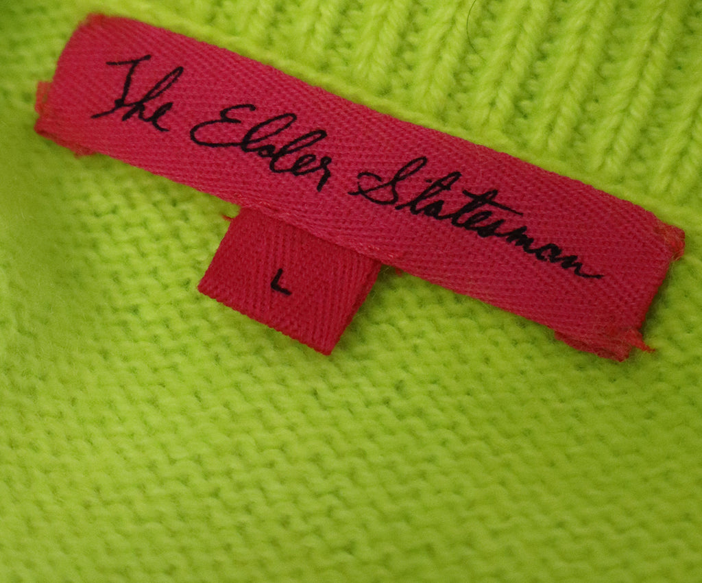 The Elder Statesmen Neon Yellow Cashmere Sweater 3