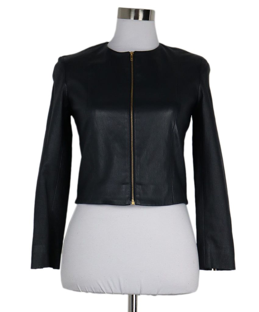 The Row Navy Leather Blazer 