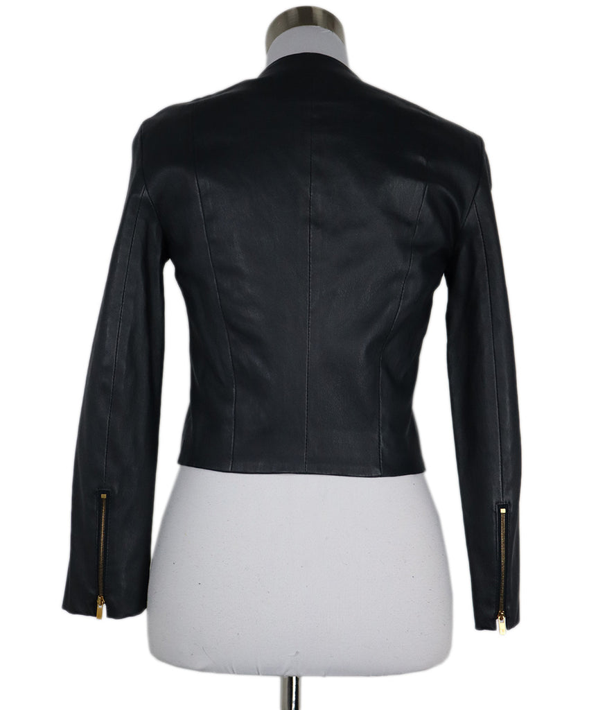 The Row Navy Leather Blazer 2