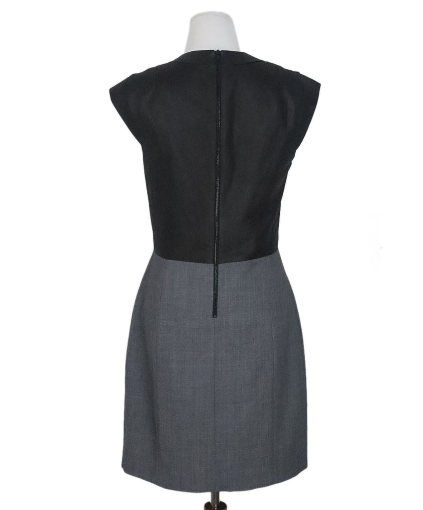 Theory Grey Wool & Black Leather Dress 2