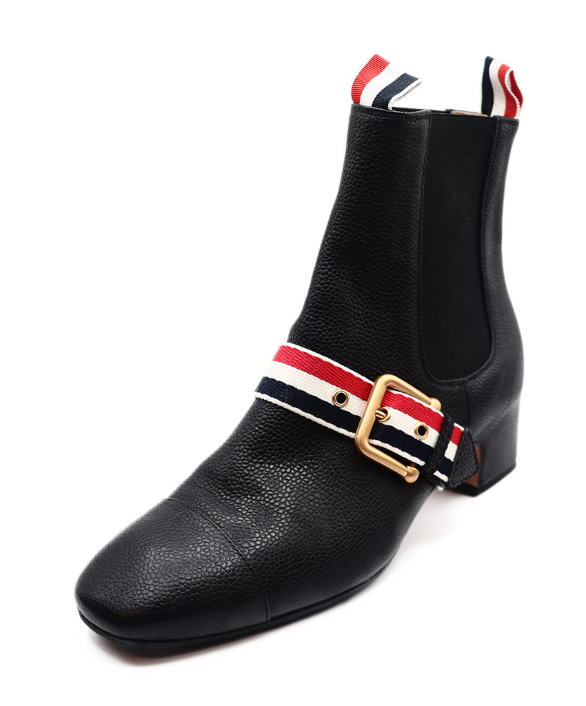 Thom Browne Black Leather Stripe Boot 
