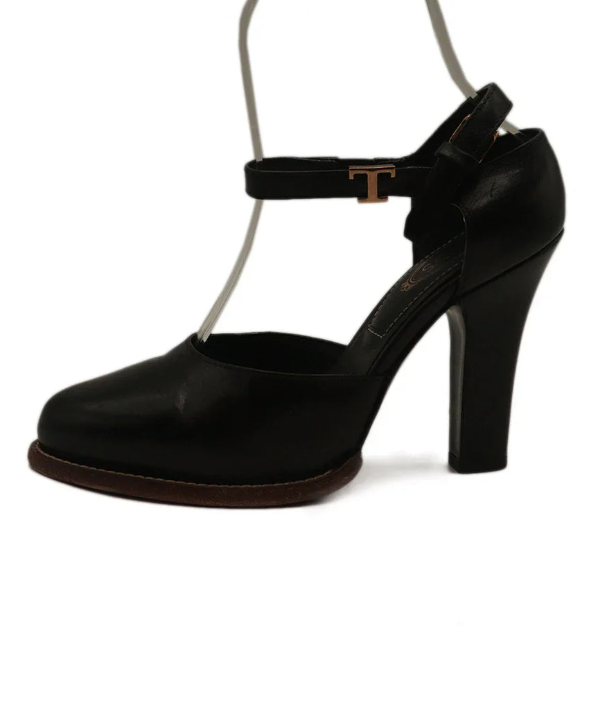 Tod's Black Leather Ankle Strap Heels sz 4.5 - Michael's Consignment NYC