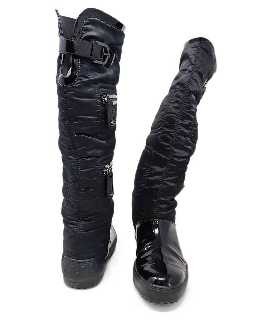 Tod's Black Nylon & Patent Leather Boots 2