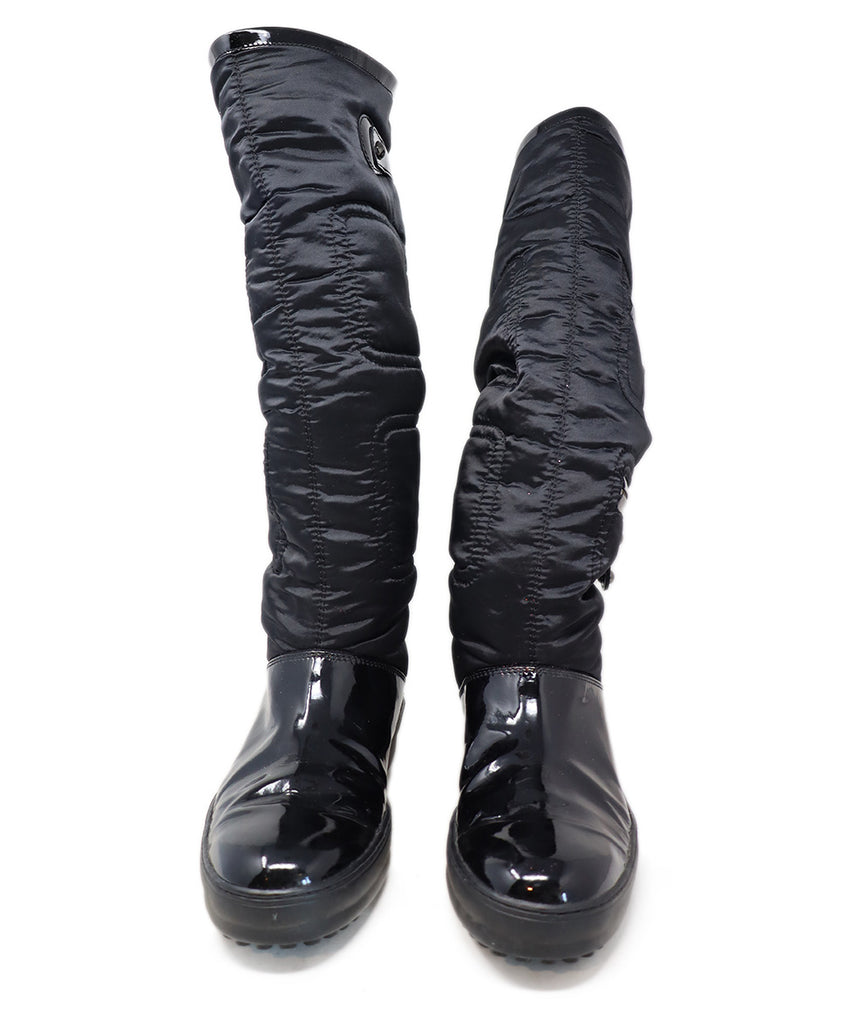 Tod's Black Nylon & Patent Leather Boots 3